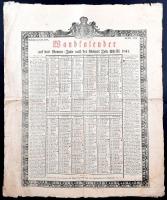 1841 Német nyelvű falinaptár Bánki Vajk Emil gyűjteményéből, nyomtatta: Johann Gyurian und Martin Bagó1schen königl. priv. Buchdruckerei Wasserstadt