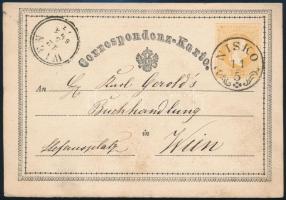 1871 2kr díjjegyes levelezőlap / PS-card "NISKO" - "WIEN"