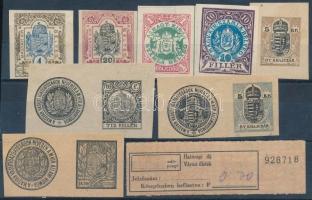 cca 1910 Számlailleték és egyéb illeték bélyegek díjjegyes kivágásokon