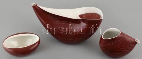 Ćmielów lengyel design kávéskészlet "Dorota" sorozat. Kézzel festett porcelán, jelzett, ap...