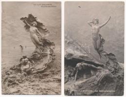 2 db RÉGI erotikus hölgy képeslap / 2 pre-1945 erotic lady art postcards (D. Mastroianni)