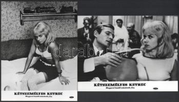 1968 ,,Kétszemélyes ketrec című csehszlovák film jelenetei és szereplői, 13 db vintage produkciós filmfotó, a film illusztrált magyar plakátját külön tételben ld. a plakátok között, 18x24 cm