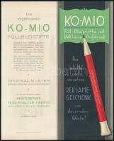 cca 1925-1930 Ko-Mio Fülbleistifte / Ko-Mio töltőtollak, német nyelvű, díszes, illusztrált reklámlap, kétoldalas, 25x20 cm