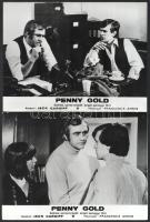 cca 1974 ,,Penny Gold című angol film jelenetei és szereplői, 13 db vintage produkciós filmfotó, ezüstzselatinos fotópapíron, 18x24 cm