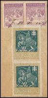 1923 Kivonat 2x20f postabélyeggel + 2x40K illetékbélyeggel illetékelve
