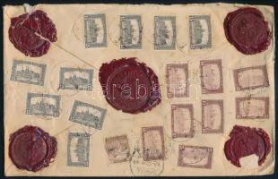 1920 Pénzes levél Arató 2 x 1K + 5K + Parlament 10 x 10K + 9 x 15K bérmentesítéssel / Insured cover ...