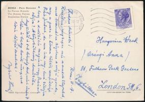 1970 Nyisztor Zoltán (1893-1979) író, szerkesztő autográf képeslapja Madridból Londonba a Hungarian Week c. lap szerkesztőjének Arányi Annának