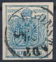 1850 9kr MP III világoskék / light blue, átlós festékcsík lemezhiba / plate variety "KRONSTADT" Certificate: Strakosch