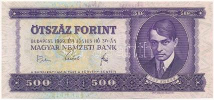 1969. 500Ft E737 041938 nyomdai festékfoltokkal T:I / Hungary 1969. 500 Forint E737 041938 C:UNC Adamo F40