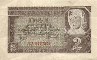 Német 3. Birodalom / Megszállt területek általános kiadás 1939. 2RM 2klf variáns (száraz bélyegzővel...