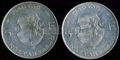 1947. 5Ft Ag "Kossuth" (2x) T:2