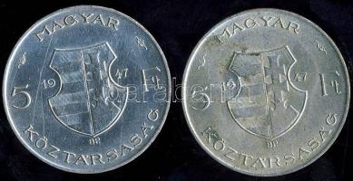 1947. 5Ft Ag "Kossuth" (2x) T:2