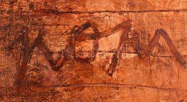 Lakner László (1936-): J' ecris ton nome, 1995. Olaj, vászon, jelezve jobbra lent. 50×86,5 cm. ...