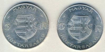 1947. 5Ft Ag "Kossuth" (2x) T:2