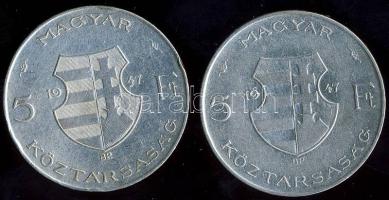 1947. 5Ft Ag "Kossuth" (2x) T:2