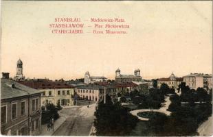 1906 Ivano-Frankivsk, Stanislawów, Stanislau; Mickiewicz Platz / square, Jewish restaurant and shop, synagogue (fl)