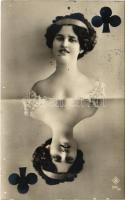 1911 Treff Dáma (Francia kártya) / Queen of Clubs (French card)