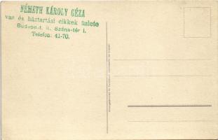 Hähnels Effekt német gázfőző reklámja. Németh Károly Géza vas és háztartási cikkek üzlete. Budapest,...