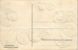 Italien - Münzenkarte und Nationalflagge. Max Heimbrecht / Olaszország - érmék és zászló. Dombornyom...