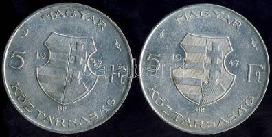 1947. 5Ft Ag "Kossuth" (2x) T:2