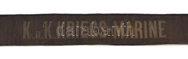 cca 1910 K. u. K. Kriegsmarine sapka szalag, 3,5x78 cm