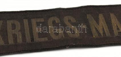 cca 1910 K. u. K. Kriegsmarine sapka szalag, 3,5x78 cm