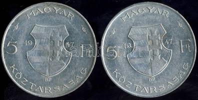 1947. 5Ft Ag "Kossuth" (2x) T:2
