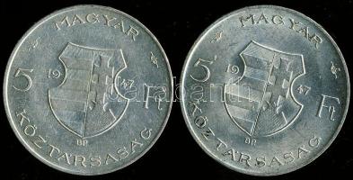 1947. 5Ft Ag "Kossuth" (2x) T:2