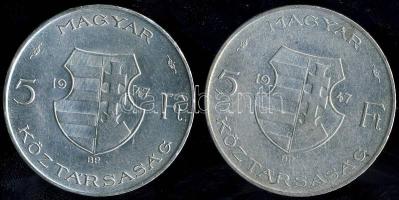 1947. 5Ft Ag "Kossuth" (2x) T:2