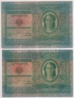 1912. 100K piros "MAGYARORSZÁG" felülbélyegzéssel (5x) T:III Adamo K28