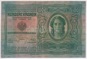 1912. 100K piros "MAGYARORSZÁG" felülbélyegzéssel (5x) T:III Adamo K28