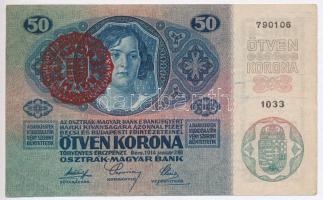 1914. 50K piros "MAGYARORSZÁG" felülbélyegzéssel (5x) T:III Adamo K24B