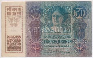 1914. 50K piros "MAGYARORSZÁG" felülbélyegzéssel (5x) T:III Adamo K24B