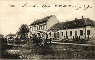 Monor, Kossuth Lajos tér, piac, Takarékpénztár, Heroder István üzlete. W.L. Bp. 1322.