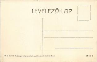 Monor, Kossuth Lajos tér, piac, Takarékpénztár, Heroder István üzlete. W.L. Bp. 1322