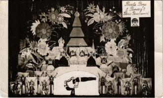 1935 Puszta Boys 2 Puposy 2 Paris Paramount / A Puposy testvérek turnéjáról készült felvétel, hátoldalon levél és aláírás / Hungarian circus acrobats performance. Letter and signature on the backside. photo (fa)