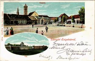 1908 Szigetvár, Vásár tér, vár. Kozáry Ede kiadása + "SZIGETVÁR LEVÉLPOSTA" (EK)