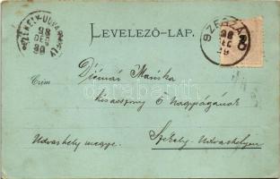 1898 (Vorläufer) Szekszárd, Fő tér, Garay János szobor avatási ünnepsége magyar zászlókkal. Weltmann...