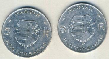 1947. 5Ft Ag "Kossuth" (2x) T:2