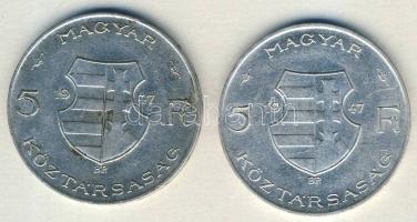 1947. 5Ft Ag "Kossuth" (2x) T:2