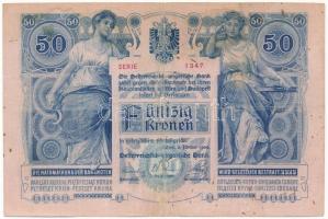 1902. 50K "1347 03068" T:III- fo. / Hungary 1902. 50 Korona "1347 03068" C:VG sp...