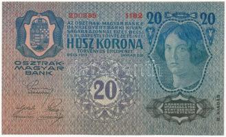 1913. 20K II. kiadás piros "DEUTSCHÖSTERREICH" felülbélyegzéssel, "1182 200385" ...