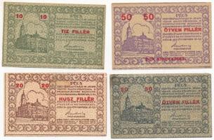 Pécs 1919. 10f-50f (4xklf) házipénztár-pénztárjegy T:I--III egyik ragasztott / Hungary / Pécs 1919. 10 Fillér - 50 Fillér (4xdiff) cash register ticket C:AU-F one is sticked PÉC-13.1-13.3.2