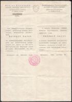 1944 Svájci Követség igazolványa (Schutzpass) magyar zsidó személy részére, aki svájci csoportos útlevélben szerepel és ezért érvényes útlevél birtokában lévő személynek tekintendő, 1944. okt. 23., hajtott, bélyegzéssel.