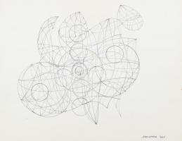 Marosán Gyula (1915-2003): Körkörös formák, 1968. Filctoll, karton, jelzett, lap jobb szélén apró foltokkal. 31,5×40,5 cm. / felt pen on paper, signed, with small spots on the right side