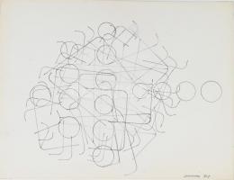 Marosán Gyula (1915-2003): Absztrakt formák, 1968. Filctoll, karton, jelzett. 31,5×40,5 cm. / felt pen on paper, signed,
