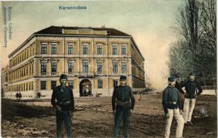 1916 Karánsebes, Caransebes; Tiszti pavilon. Montázs katonákkal / K.u.k. military officers pavilion. Montage with soldiers