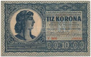 1919. augusztus 9. 10K F 2052 198558 T:II- / Hungary 9th August 1919. 10 Korona F 2052 198558 C:VF Adamo K13