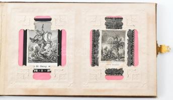 32 szentkép egy jó állapotú régi albumban, mind lovakat is ábrázoló