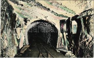 1912 Marosújvár, Uioara, Ocna Mures; Rudolfbányai sóalagút bejárata. Fűssy József kiadása / salt mine interior